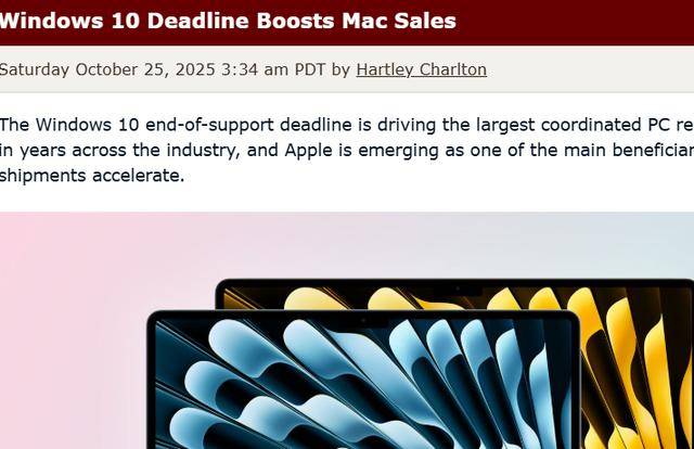 Windows 10退役引發換機潮,蘋果Mac成最大贏家